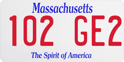 MA license plate 102GE2