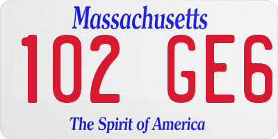 MA license plate 102GE6