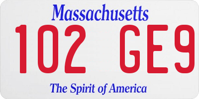 MA license plate 102GE9