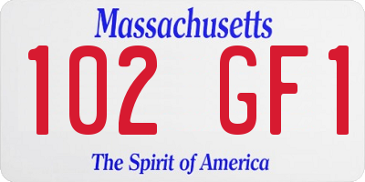 MA license plate 102GF1