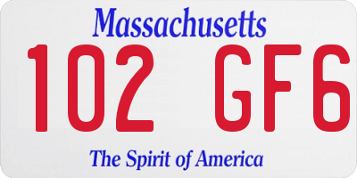 MA license plate 102GF6