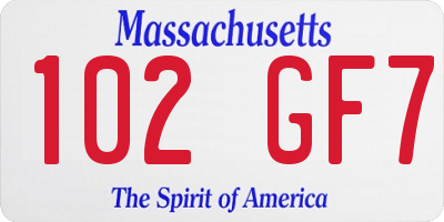 MA license plate 102GF7