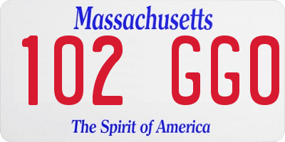 MA license plate 102GG0