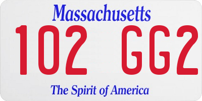 MA license plate 102GG2