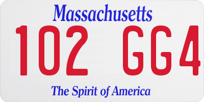 MA license plate 102GG4