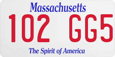 MA license plate 102GG5