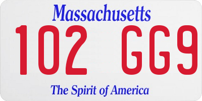 MA license plate 102GG9