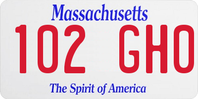 MA license plate 102GH0