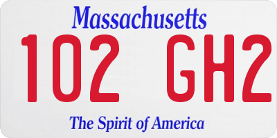 MA license plate 102GH2