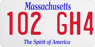 MA license plate 102GH4