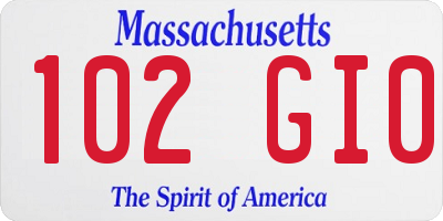 MA license plate 102GI0