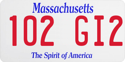 MA license plate 102GI2