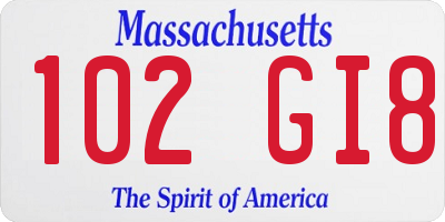 MA license plate 102GI8