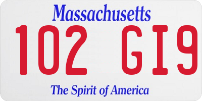 MA license plate 102GI9