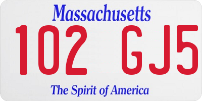 MA license plate 102GJ5