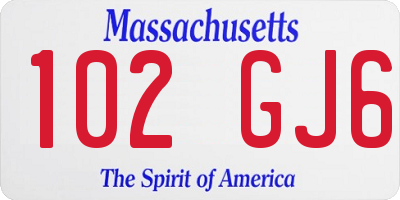 MA license plate 102GJ6