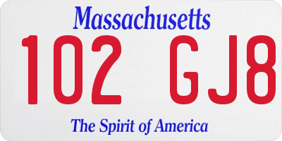 MA license plate 102GJ8