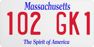 MA license plate 102GK1