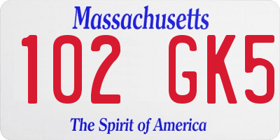 MA license plate 102GK5