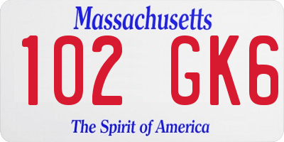 MA license plate 102GK6