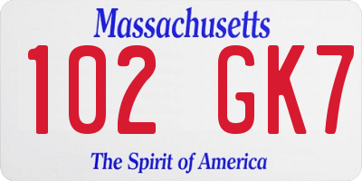 MA license plate 102GK7