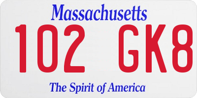 MA license plate 102GK8