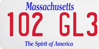 MA license plate 102GL3