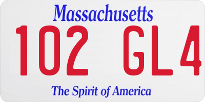 MA license plate 102GL4