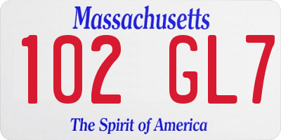 MA license plate 102GL7