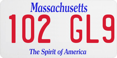 MA license plate 102GL9