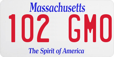 MA license plate 102GM0