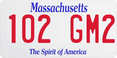 MA license plate 102GM2