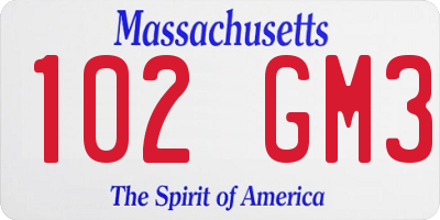 MA license plate 102GM3