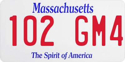 MA license plate 102GM4