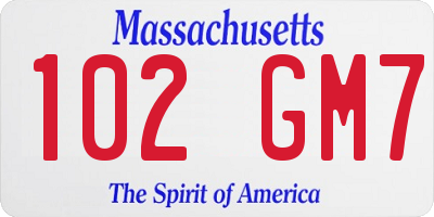 MA license plate 102GM7