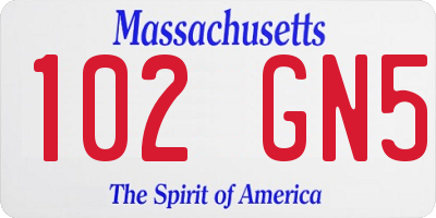 MA license plate 102GN5