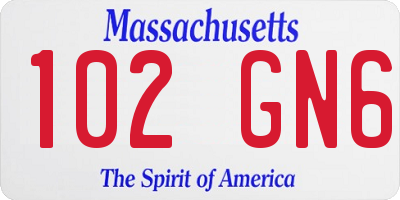 MA license plate 102GN6