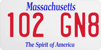 MA license plate 102GN8