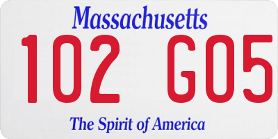 MA license plate 102GO5