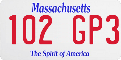 MA license plate 102GP3