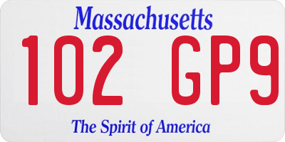 MA license plate 102GP9