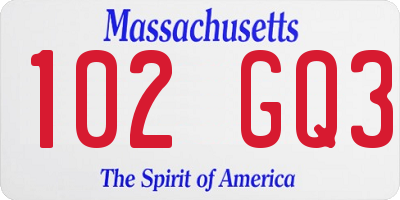 MA license plate 102GQ3
