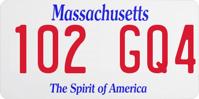 MA license plate 102GQ4