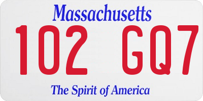 MA license plate 102GQ7