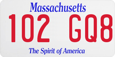 MA license plate 102GQ8