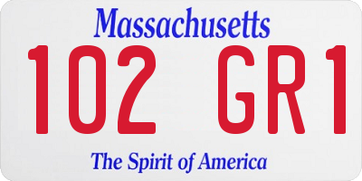 MA license plate 102GR1