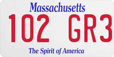 MA license plate 102GR3