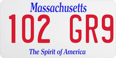 MA license plate 102GR9