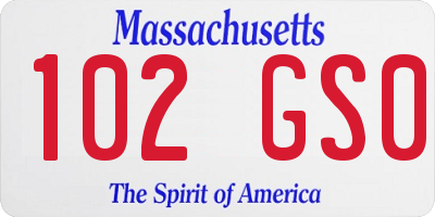 MA license plate 102GS0