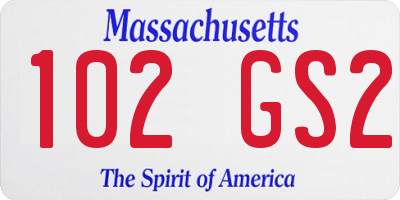 MA license plate 102GS2